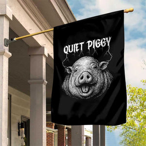 Quiet Piggy Metal Style Garden Flag Dark Humor Pig Political Satire Humor Rock Aesthetic TS02 Print Your Wear