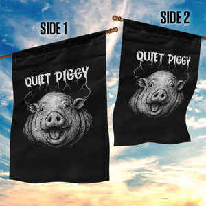 Quiet Piggy Metal Style Garden Flag Dark Humor Pig Political Satire Humor Rock Aesthetic TS02 Print Your Wear