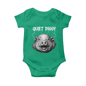 Quiet Piggy Metal Style Baby Onesie Dark Humor Pig Political Satire Humor Rock Aesthetic TS02 Irish Green Print Your Wear