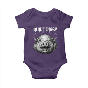 Quiet Piggy Metal Style Baby Onesie Dark Humor Pig Political Satire Humor Rock Aesthetic TS02 Purple Print Your Wear