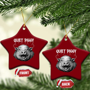 Quiet Piggy Metal Style Ceramic Ornament Dark Humor Pig Political Satire Humor Rock Aesthetic TS02 Print Your Wear