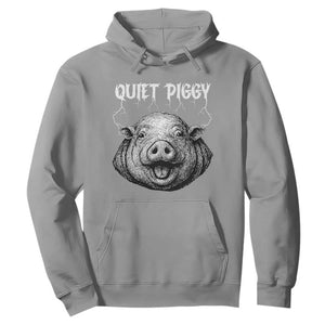 Quiet Piggy Metal Style Hoodie Dark Humor Pig Political Satire Humor Rock Aesthetic TS02 Sport Gray Print Your Wear