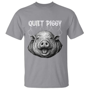 Quiet Piggy Metal Style T Shirt Dark Humor Pig Political Satire Humor Rock Aesthetic TS02 Sport Gray Print Your Wear