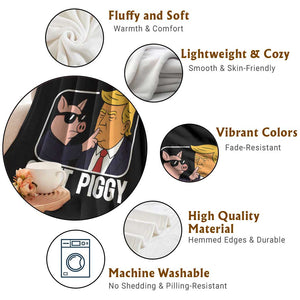 Quiet Piggy Shhh Trump Meme Throw Blanket Sassy Pig Parody Funny Political Satire TS02 Print Your Wear