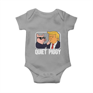 Quiet Piggy Shhh Trump Meme Baby Onesie Sassy Pig Parody Funny Political Satire TS02 Sport Gray Print Your Wear