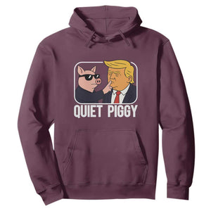 Quiet Piggy Shhh Trump Meme Hoodie Sassy Pig Parody Funny Political Satire TS02 Maroon Print Your Wear