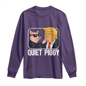 Quiet Piggy Shhh Trump Meme Long Sleeve Shirt Sassy Pig Parody Funny Political Satire TS02 Purple Print Your Wear