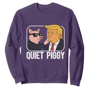 Quiet Piggy Shhh Trump Meme Sweatshirt Sassy Pig Parody Funny Political Satire TS02 Purple Print Your Wear