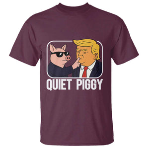 Quiet Piggy Shhh Trump Meme T Shirt Sassy Pig Parody Funny Political Satire TS02 Maroon Print Your Wear