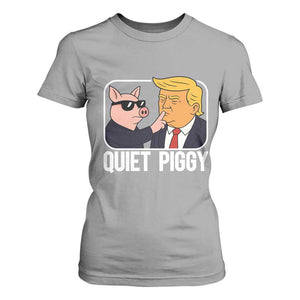 Quiet Piggy Shhh Trump Meme T Shirt For Women Sassy Pig Parody Funny Political Satire TS02 Sport Gray Print Your Wear