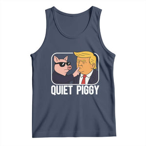 Quiet Piggy Shhh Trump Meme Tank Top Sassy Pig Parody Funny Political Satire TS02 Navy Print Your Wear