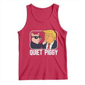 Quiet Piggy Shhh Trump Meme Tank Top Sassy Pig Parody Funny Political Satire TS02 Red Print Your Wear