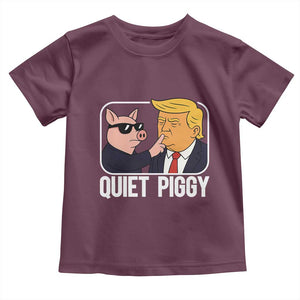 Quiet Piggy Shhh Trump Meme Toddler T Shirt Sassy Pig Parody Funny Political Satire TS02 Maroon Print Your Wear