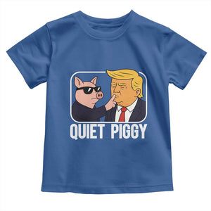 Quiet Piggy Shhh Trump Meme Toddler T Shirt Sassy Pig Parody Funny Political Satire TS02 Royal Blue Print Your Wear