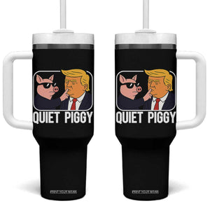 Quiet Piggy Shhh Trump Meme Tumbler With Handle Sassy Pig Parody Funny Political Satire TS02 One Size: 40 oz Black Print Your Wear