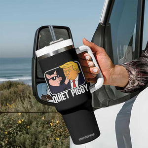 Quiet Piggy Shhh Trump Meme Tumbler With Handle Sassy Pig Parody Funny Political Satire TS02 Print Your Wear