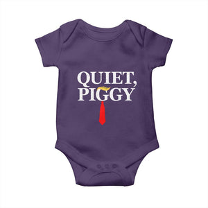 Quiet Piggy Funny Blonde Baby Onesie Political Satire Humor Free Speech TS02 Purple Print Your Wear