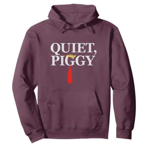 Quiet Piggy Funny Blonde Hoodie Political Satire Humor Free Speech TS02 Maroon Print Your Wear