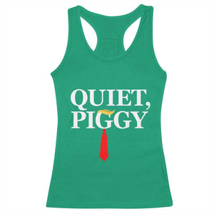 Quiet Piggy Funny Blonde Racerback Tank Top Political Satire Humor Free Speech TS02 Irish Green Print Your Wear