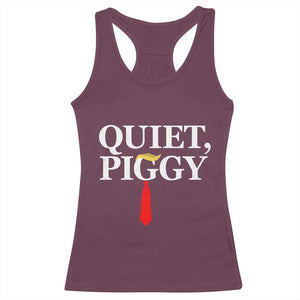 Quiet Piggy Funny Blonde Racerback Tank Top Political Satire Humor Free Speech TS02 Maroon Print Your Wear