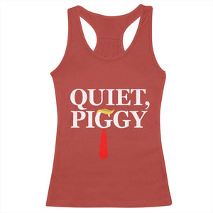 Quiet Piggy Funny Blonde Racerback Tank Top Political Satire Humor Free Speech TS02 Red Print Your Wear