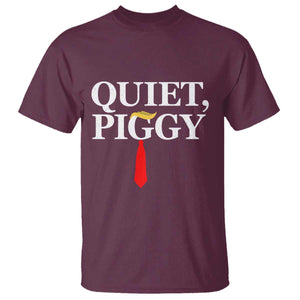 Quiet Piggy Funny Blonde T Shirt Political Satire Humor Free Speech TS02 Maroon Print Your Wear