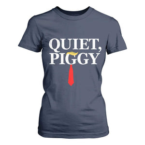 Quiet Piggy Funny Blonde T Shirt For Women Political Satire Humor Free Speech TS02 Navy Print Your Wear