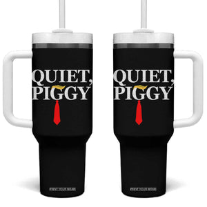 Quiet Piggy Funny Blonde Tumbler With Handle Political Satire Humor Free Speech TS02 One Size: 40 oz Black Print Your Wear