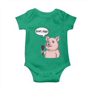 Quiet Piggy Funny Sarcastic Pig Baby Onesie Political Satire Humor Free Speech TS02 Irish Green Print Your Wear