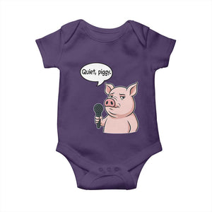Quiet Piggy Funny Sarcastic Pig Baby Onesie Political Satire Humor Free Speech TS02 Purple Print Your Wear