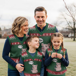 Quiet Piggy Funny Sarcastic Pig V-Neck Knit Sweater Vest Political Satire Humor Free Speech TS02 Red Green Print Your Wear