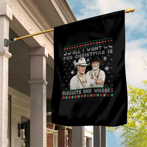 Funny Western Christmas Cowboy Humor Garden Flag All I Want for Christmas Is Biscuits and Whores TS02 Print Your Wear