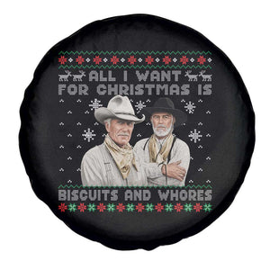 Funny Western Christmas Cowboy Humor Spare Tire Cover All I Want for Christmas Is Biscuits and Whores TS02 Print Your Wear