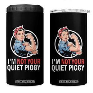 Im Not Your Quiet Piggy 4 in 1 Can Cooler Tumbler Feminist Rosie the Riveter TS02 One Size: 16 oz Black Print Your Wear