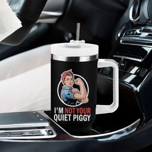 Im Not Your Quiet Piggy Tumbler With Handle Feminist Rosie the Riveter TS02 Print Your Wear