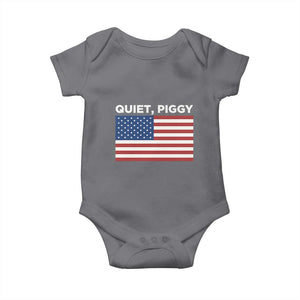 Quiet Piggy Patriotic Meme Baby Onesie Satirical USA Flag Free Speech TS02 Charcoal Print Your Wear