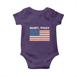 Quiet Piggy Patriotic Meme Baby Onesie Satirical USA Flag Free Speech TS02 Purple Print Your Wear