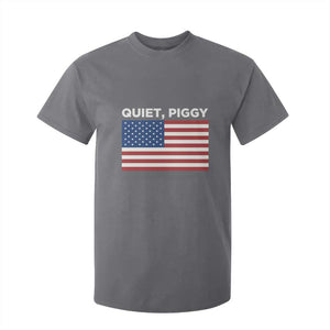 Quiet Piggy Patriotic Meme T Shirt For Kid Satirical USA Flag Free Speech TS02 Charcoal Print Your Wear