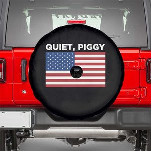 Quiet Piggy Patriotic Meme Spare Tire Cover Satirical USA Flag Free Speech TS02 Black Print Your Wear