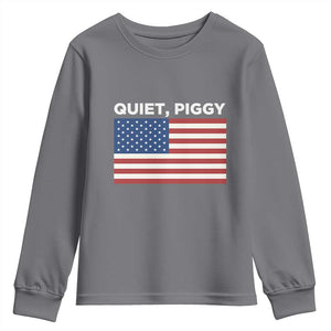 Quiet Piggy Patriotic Meme Youth Sweatshirt Satirical USA Flag Free Speech TS02 Charcoal Print Your Wear