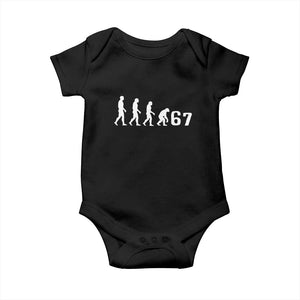 Funny 67 Reverse Evolution Baby Onesie Sarcastic Six Seven Meme TS02 Black Print Your Wear