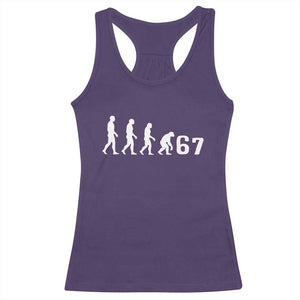 Funny 67 Reverse Evolution Racerback Tank Top Sarcastic Six Seven Meme TS02 Purple Print Your Wear