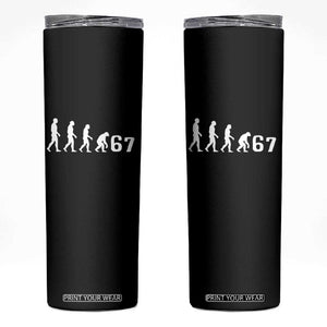 Funny 67 Reverse Evolution Skinny Tumbler Sarcastic Six Seven Meme TS02 Black Print Your Wear