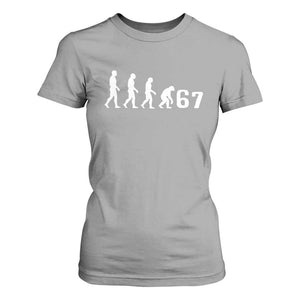 Funny 67 Reverse Evolution T Shirt For Women Sarcastic Six Seven Meme TS02 Sport Gray Print Your Wear