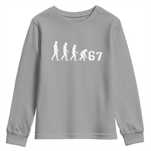 Funny 67 Reverse Evolution Youth Sweatshirt Sarcastic Six Seven Meme TS02 Sport Gray Print Your Wear