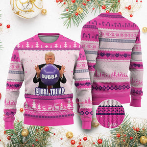 Bubba Trump Blowing Balloon Meme Ugly Christmas Sweater Funny Political Scandal Parody for Viral Humor Fans TS02 Hot Pink Print Your Wear