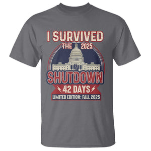 I Survived the 2025 Shutdown T Shirt Funny Government Closure Parody Political Humor TS02 Charcoal Print Your Wear