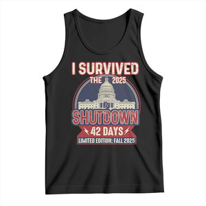 I Survived the 2025 Shutdown Tank Top Funny Government Closure Parody Political Humor TS02 Black Print Your Wear