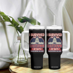 I Survived the 2025 Shutdown Tumbler With Handle Funny Government Closure Parody Political Humor TS02 Print Your Wear