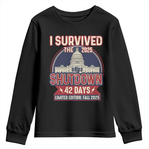 I Survived the 2025 Shutdown Youth Sweatshirt Funny Government Closure Parody Political Humor TS02 Black Print Your Wear